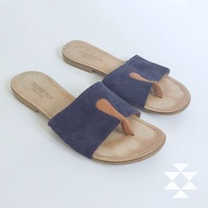 Romano Palai Navy and Tan Suede Sandals Shoes Sz 7